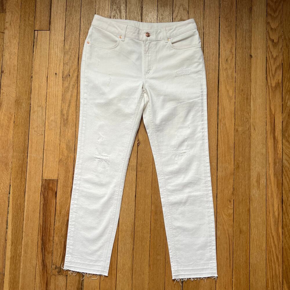 Escada Sport Cropped Skinny Jeans Off White Stretch Mid-Rise Women's Size 40 30"